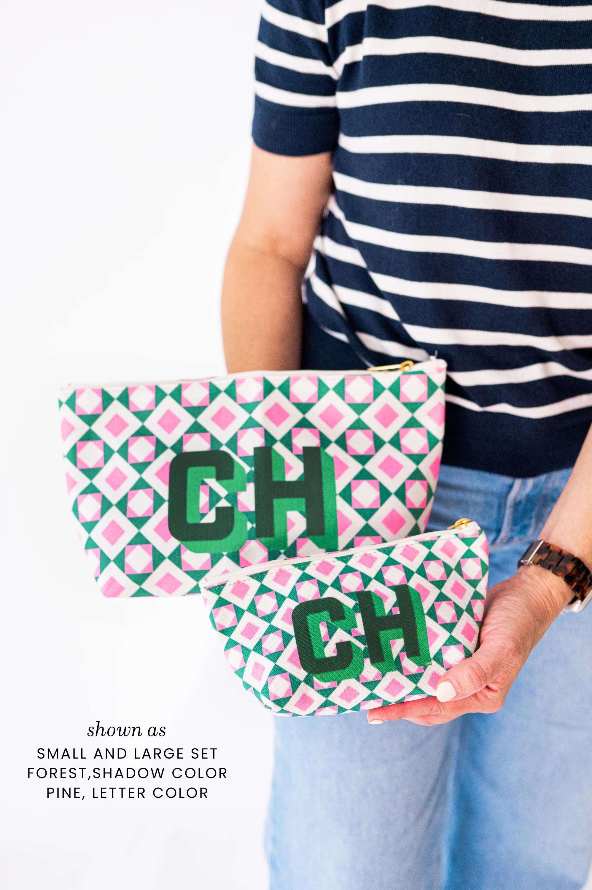 Custom Initial Zipper Cosmetic Pouch