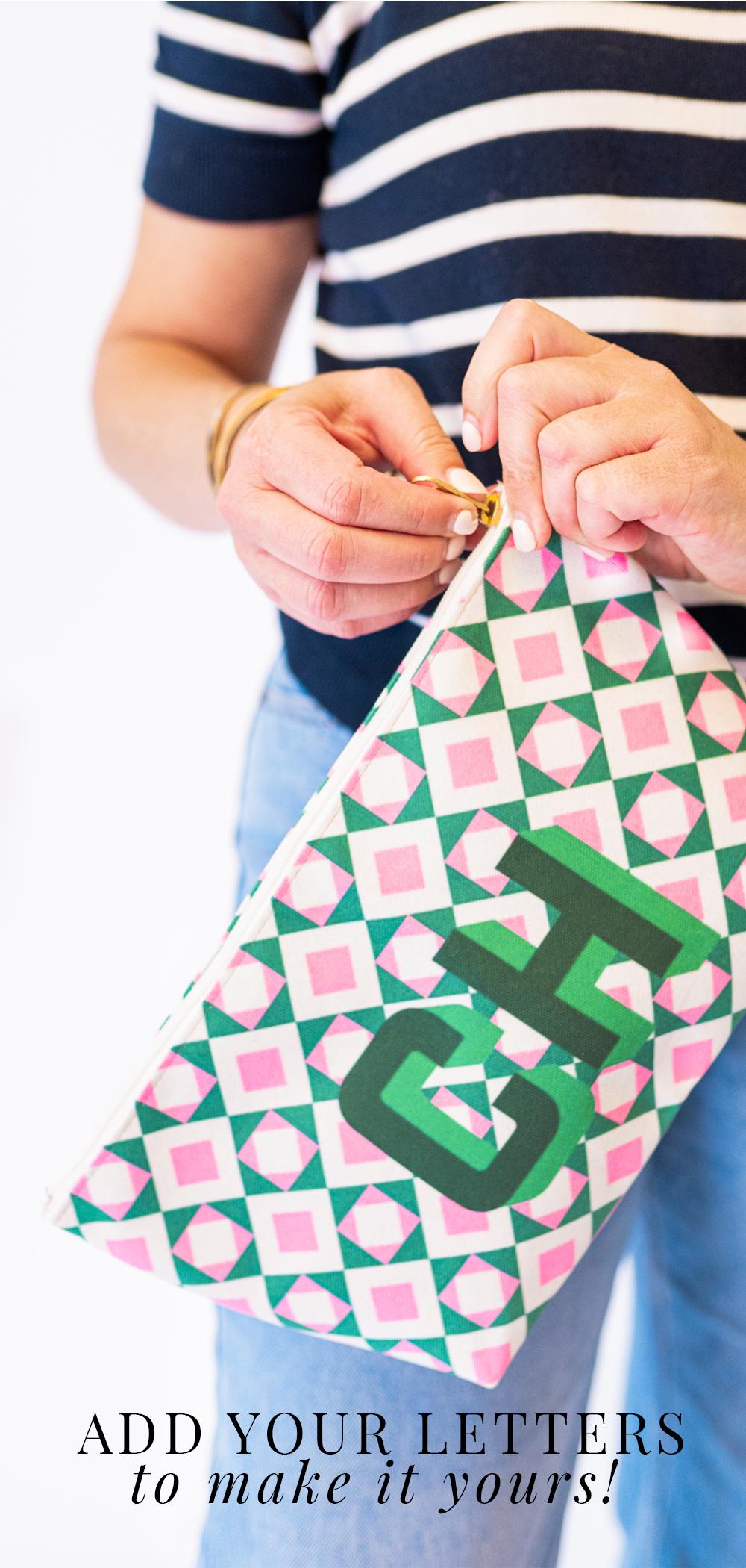 Custom Initial Zipper Cosmetic Pouch