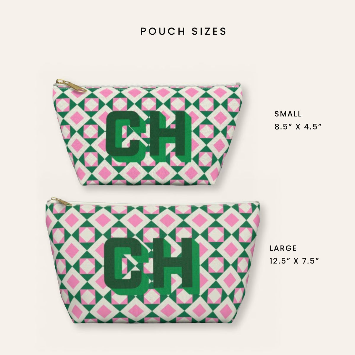 Custom Initial Zipper Cosmetic Pouch