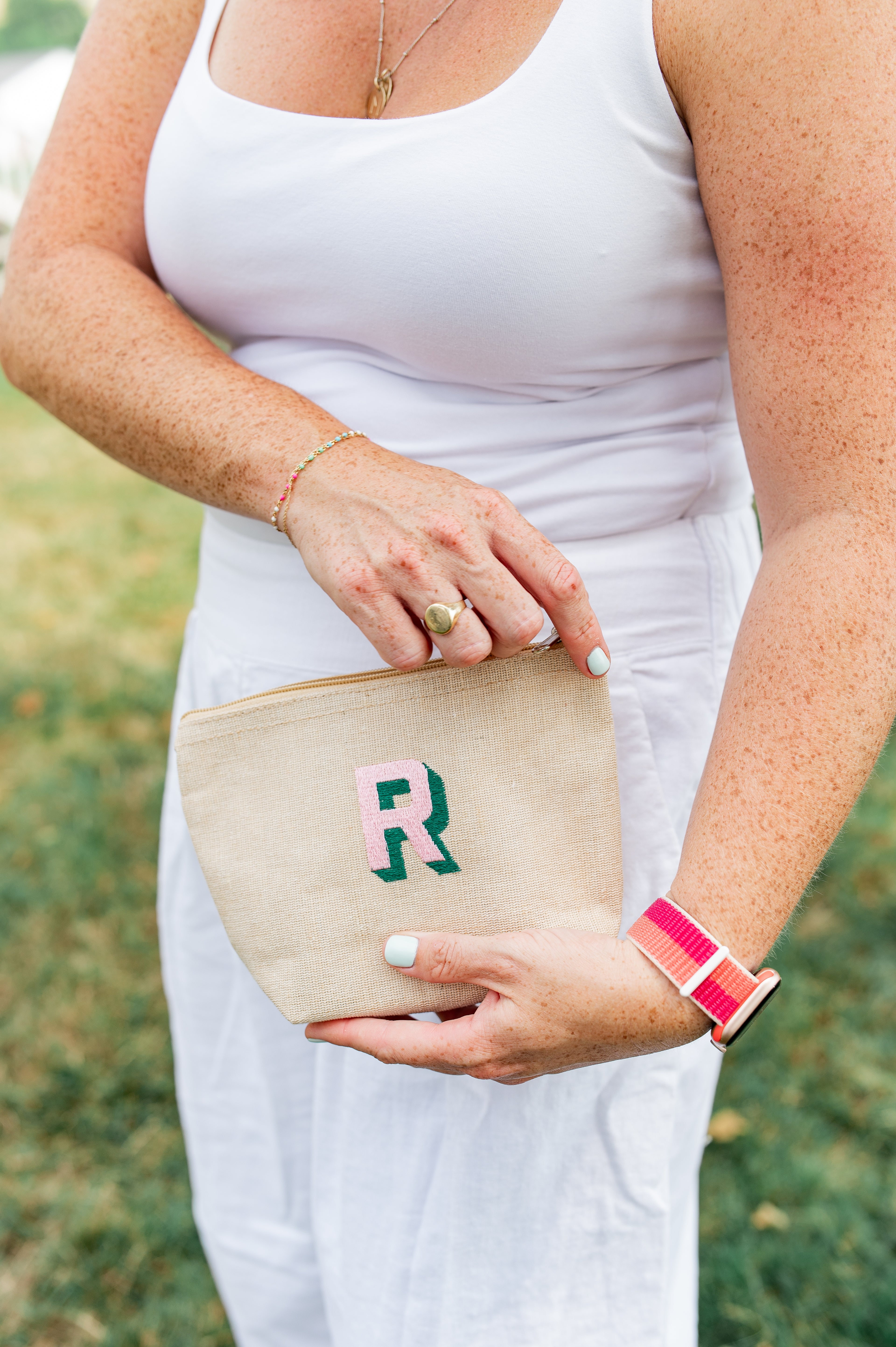 Embroidered Jute Pouch - wholesale
