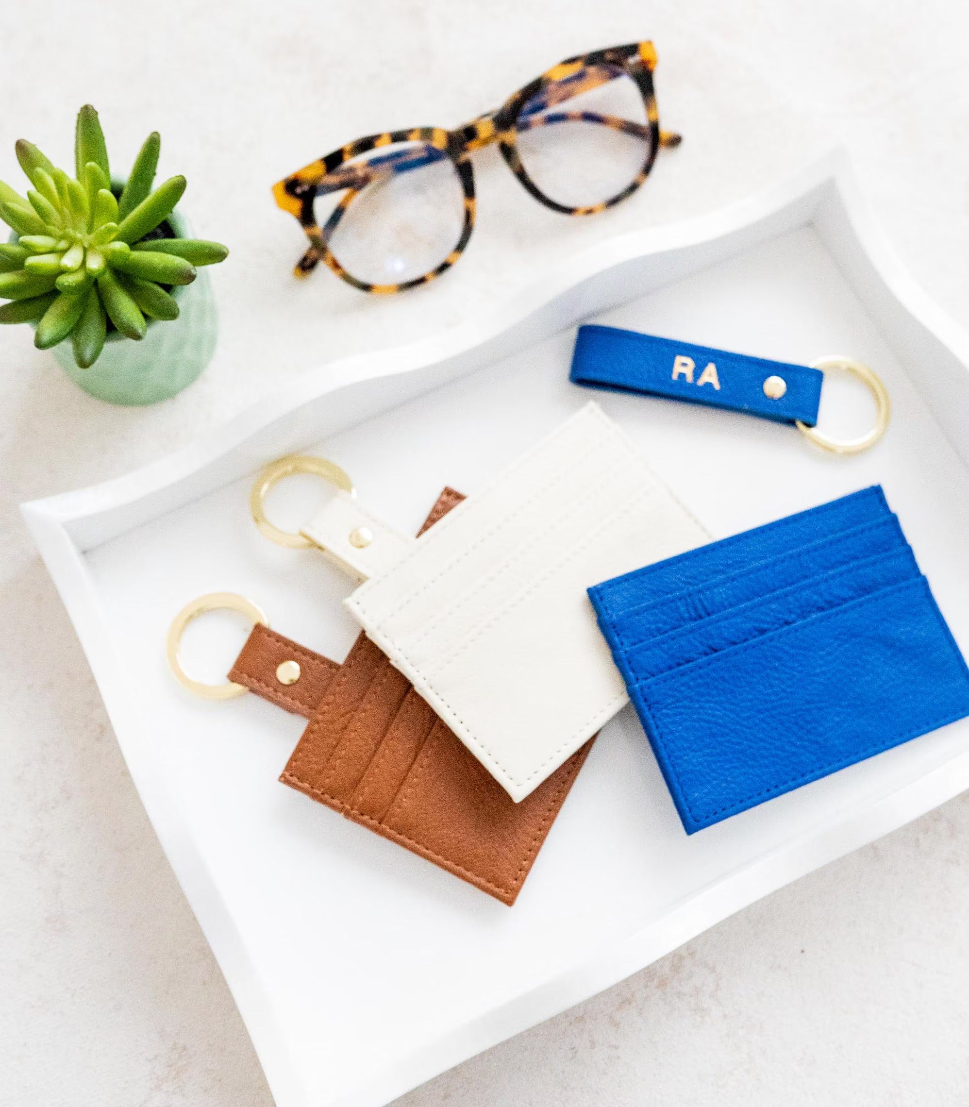 Leather Card Holder + Key Ring - Foil Stamped