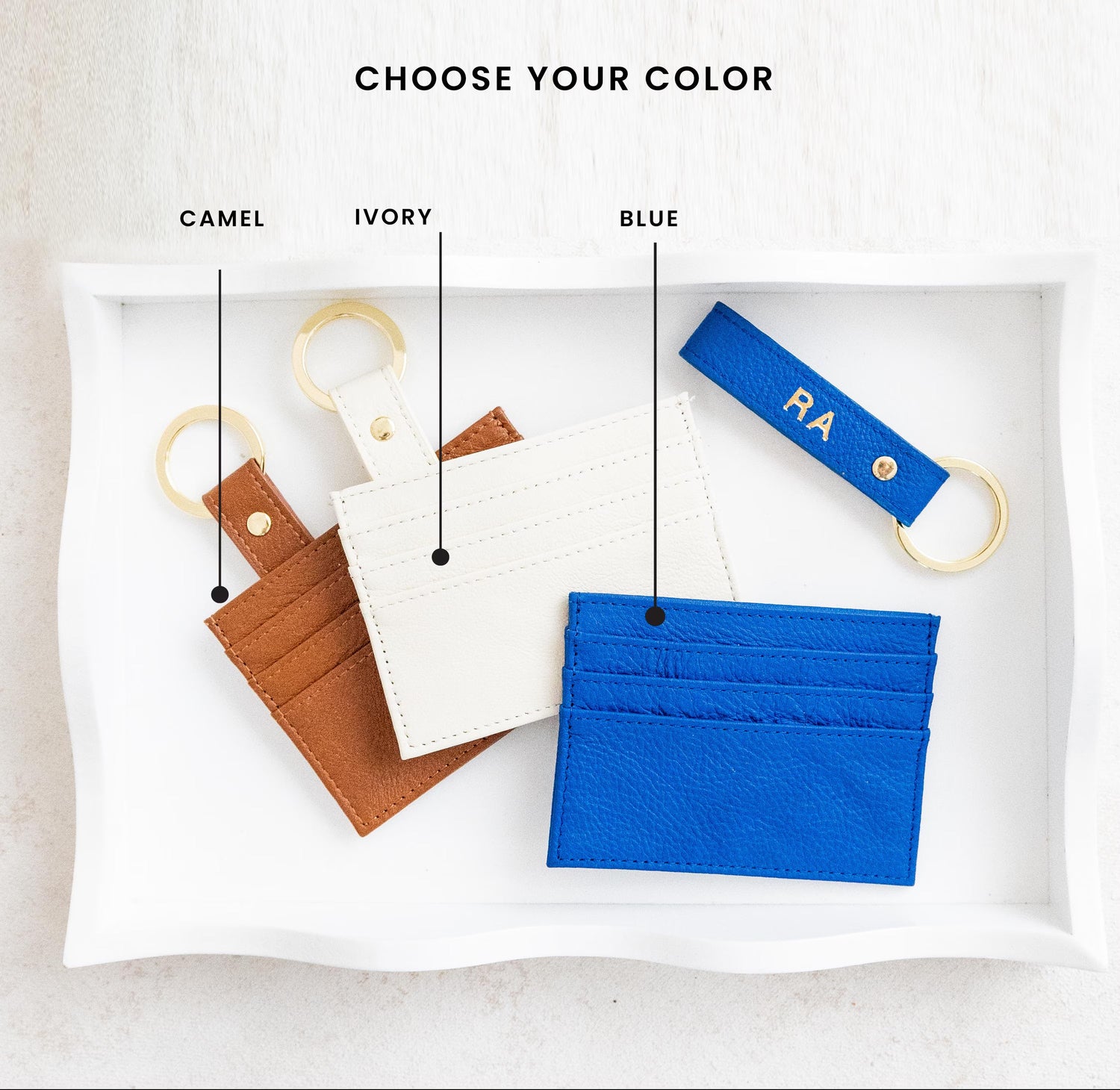 Leather Card Holder + Key Ring - Foil Stamped