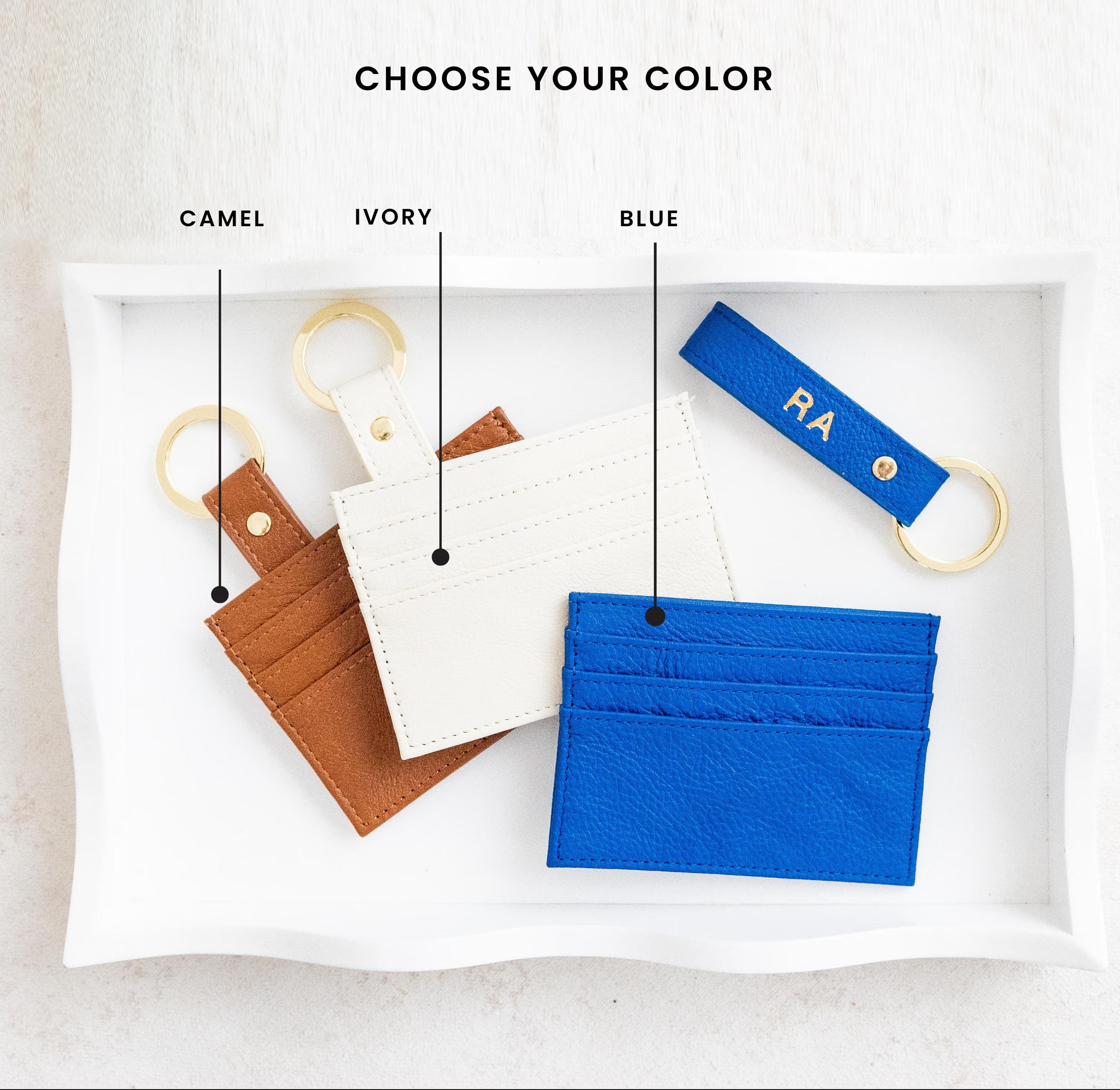 Leather Card Holder + Key Ring - Foil Stamped