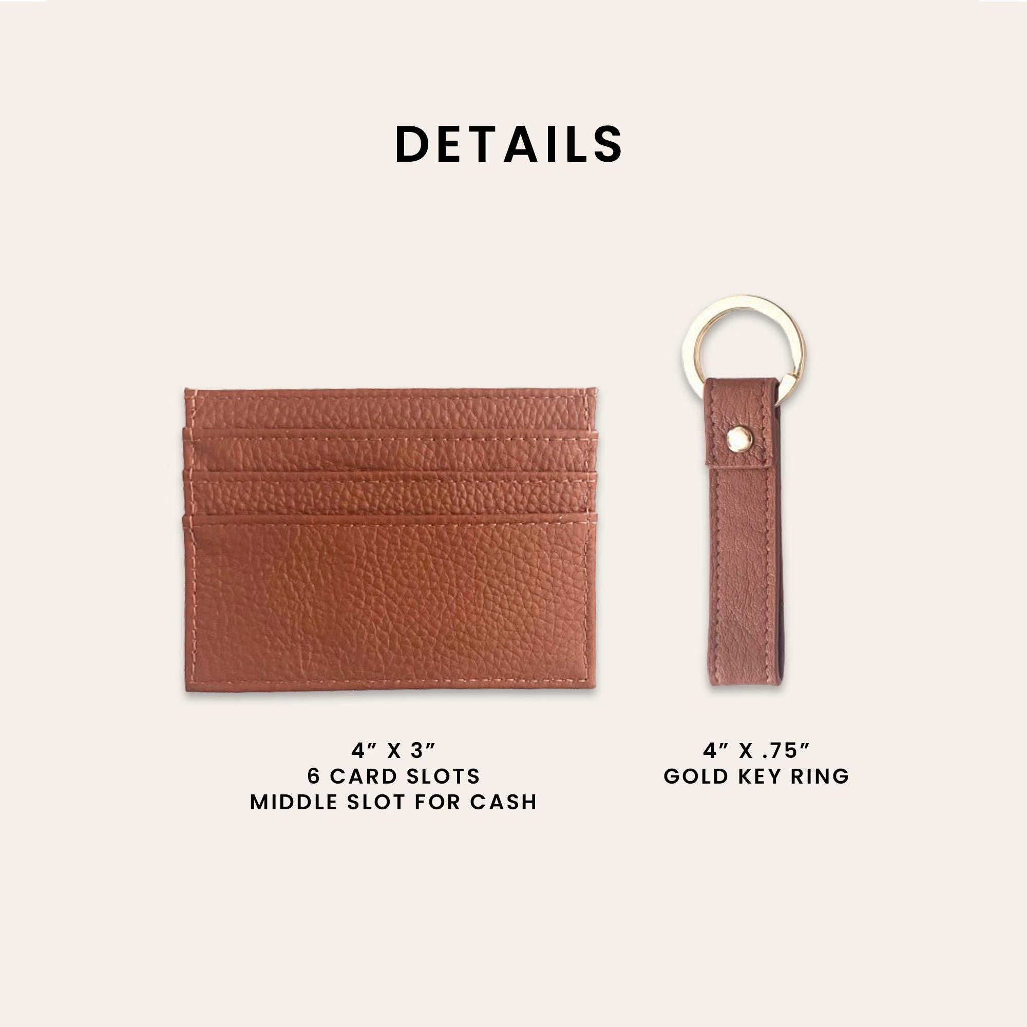 Leather Card Holder + Key Ring - Foil Stamped