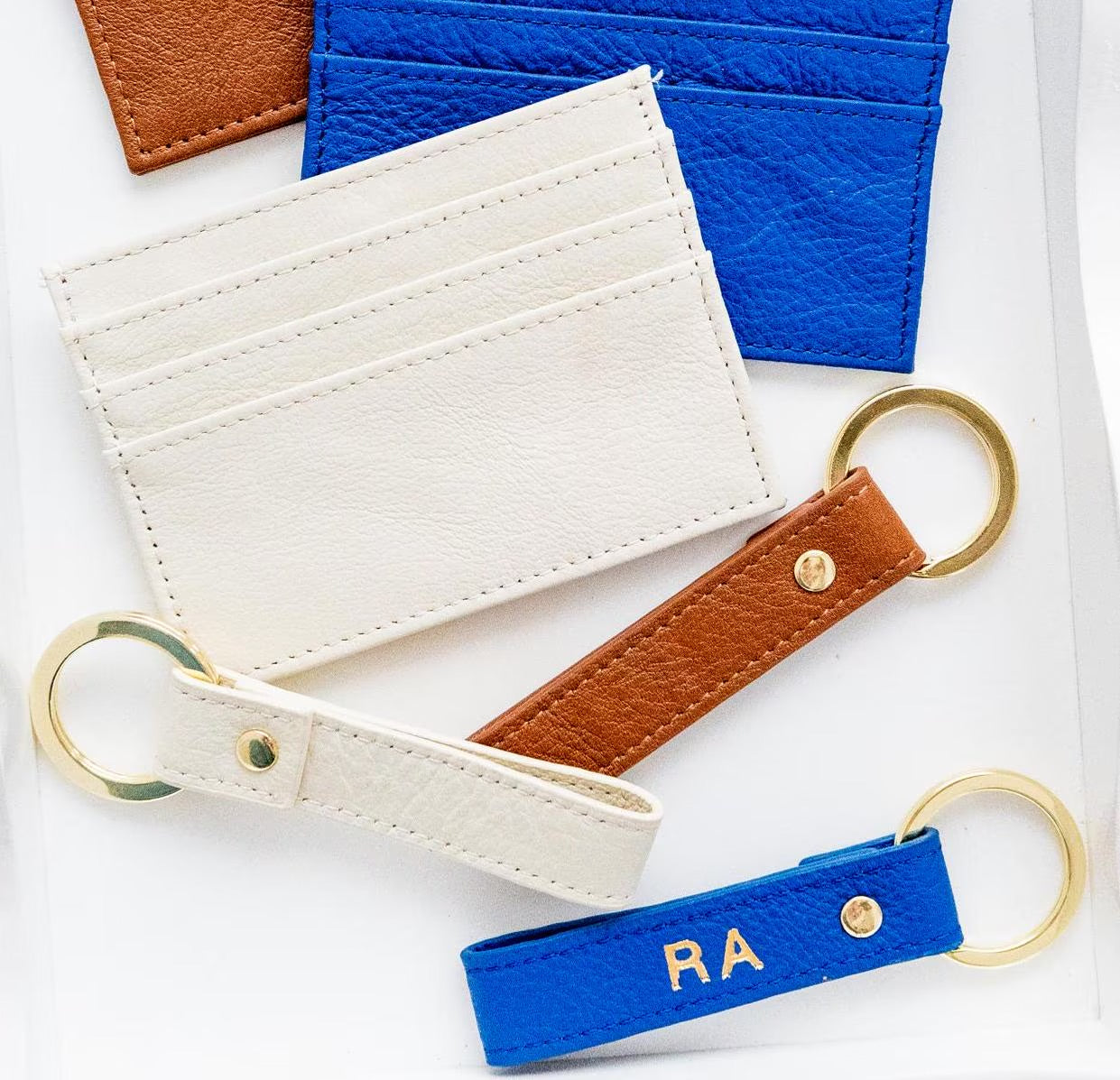 Leather Card Holder + Key Ring - Foil Stamped