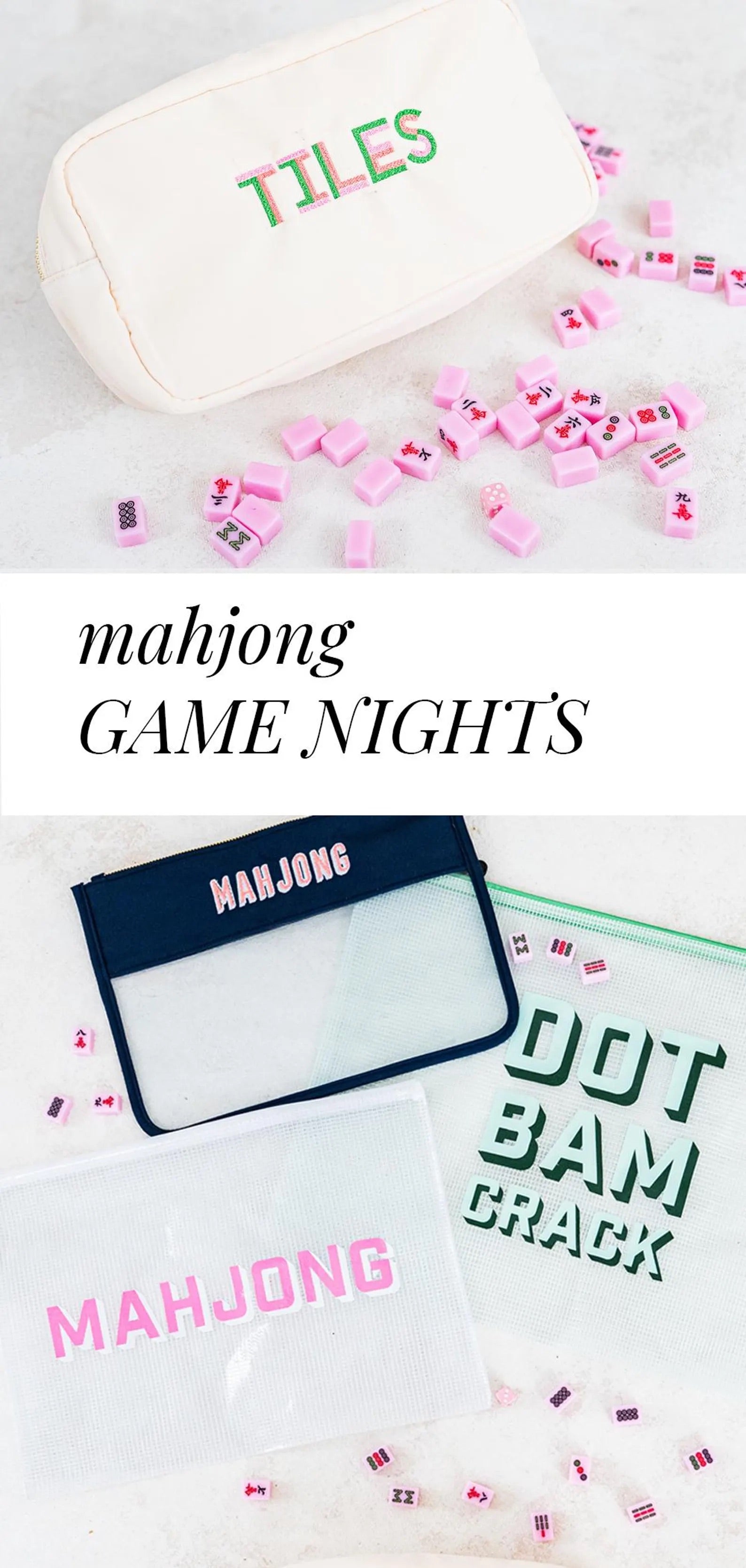 Mahjong Tiles Nylon Pouch