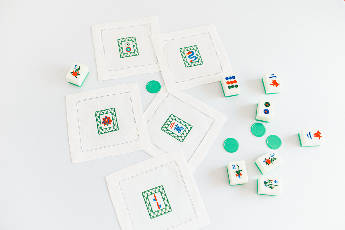 Mahjong tile set in a box