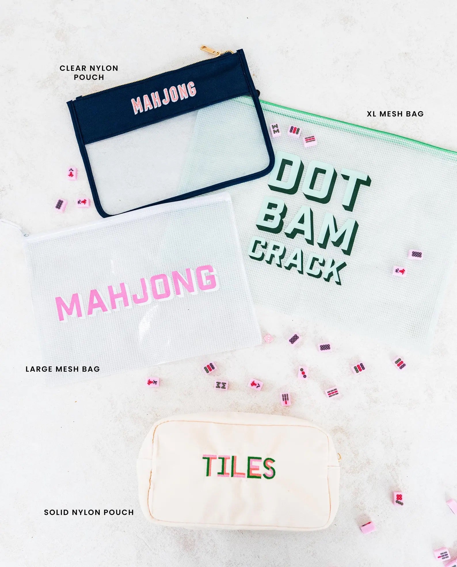 Mahjong Tiles Nylon Pouch