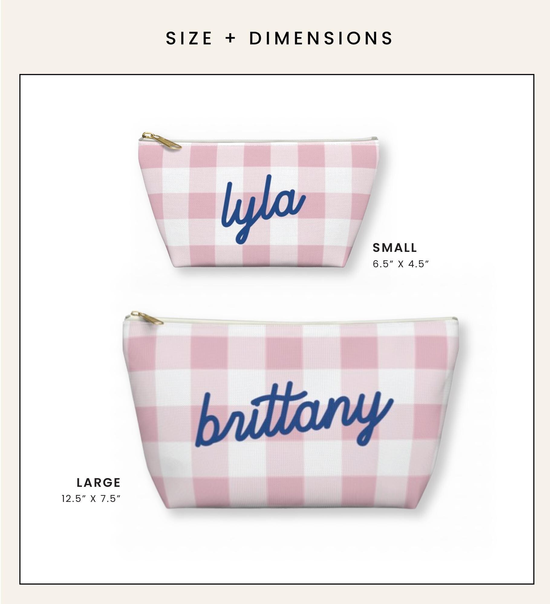 Personalized Gingham Cosmetic Pouch