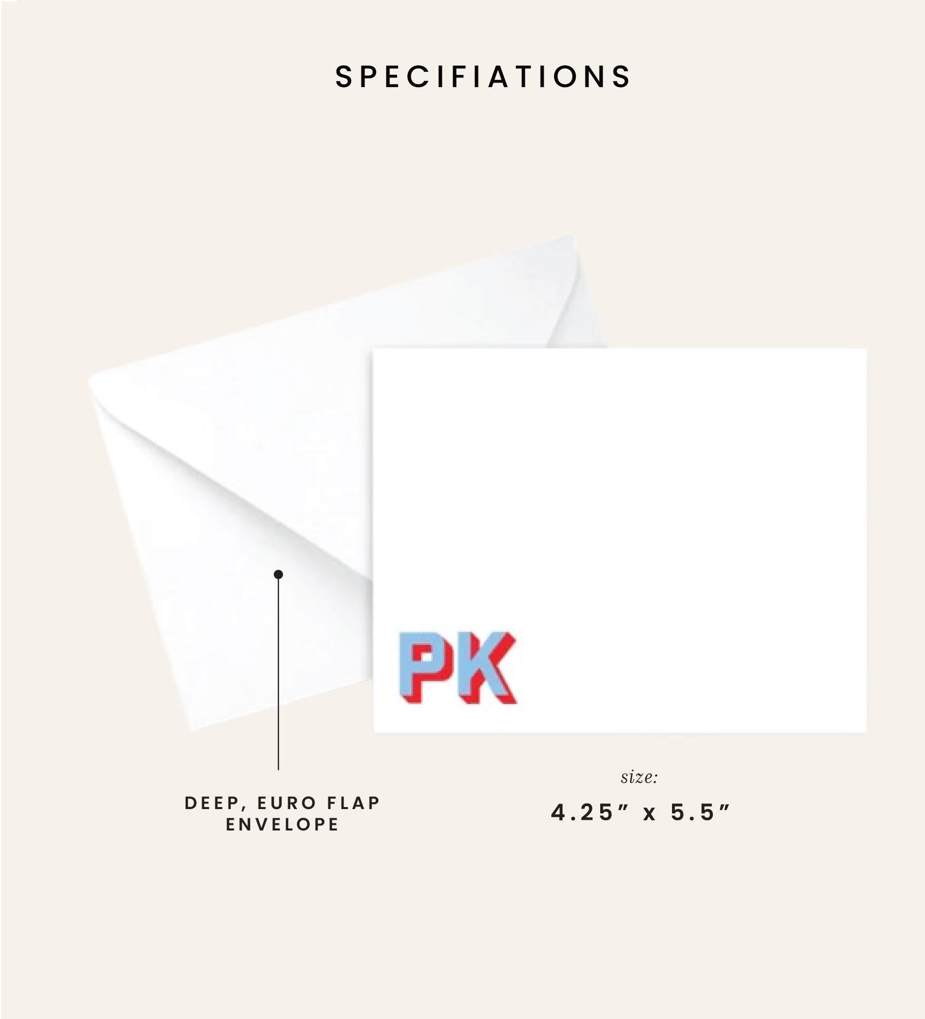Drop Shadow Initials Stationery Notecard Set