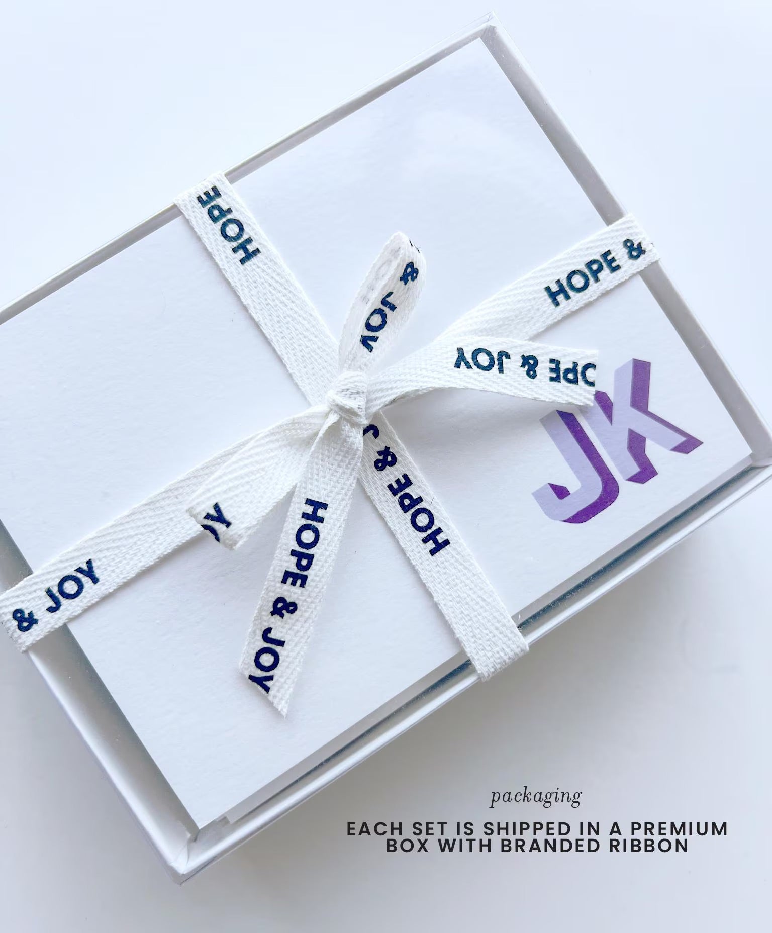 Drop Shadow Initials Stationery Notecard Set