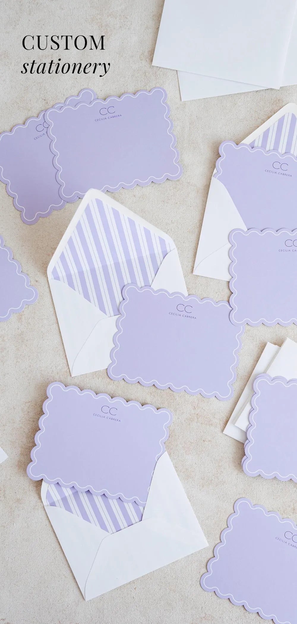 Scallop Edge Preppy Stationery Notecard Set