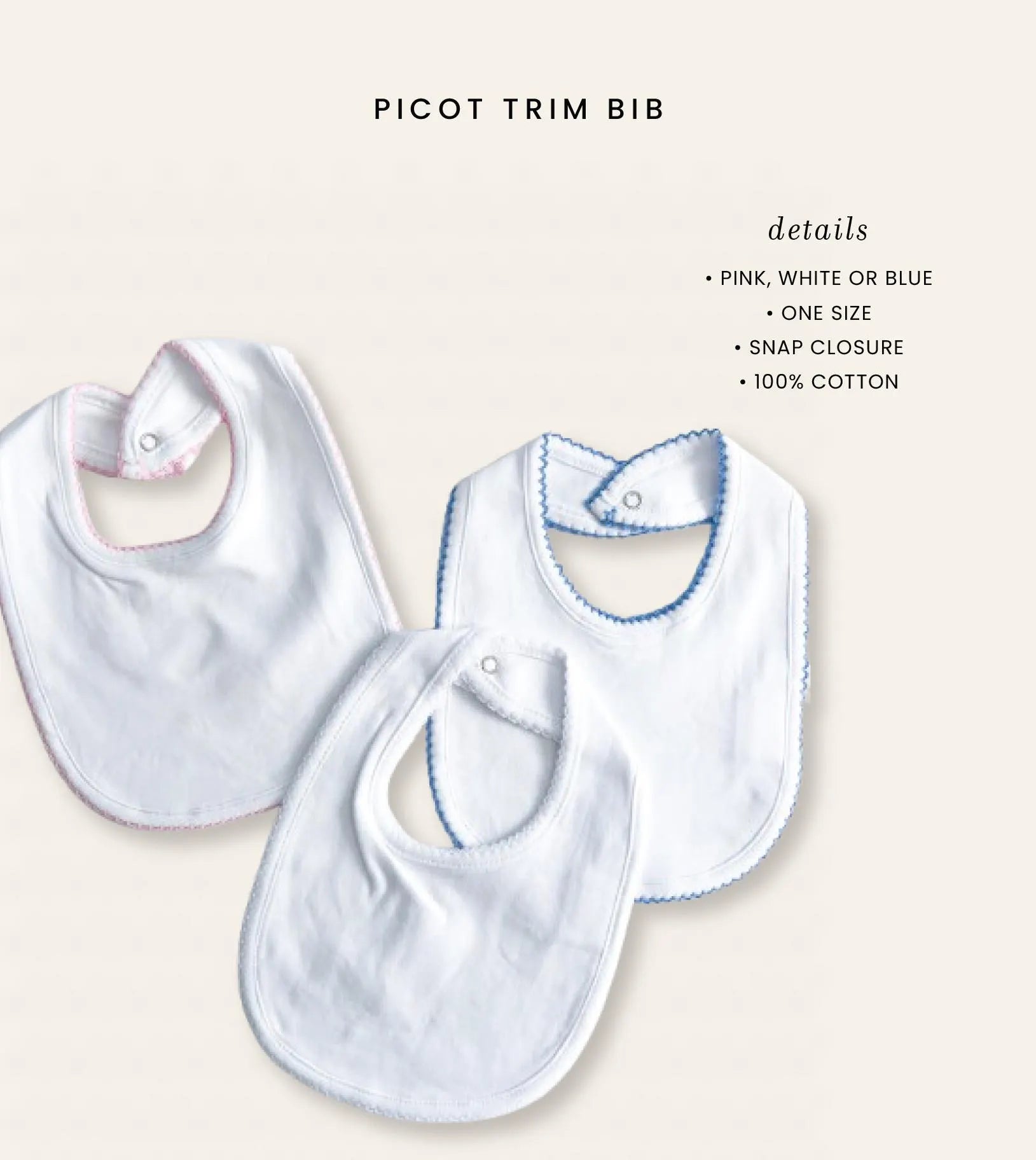 Picot-Trim Bib and Burp Cloth for Baby and Toddler