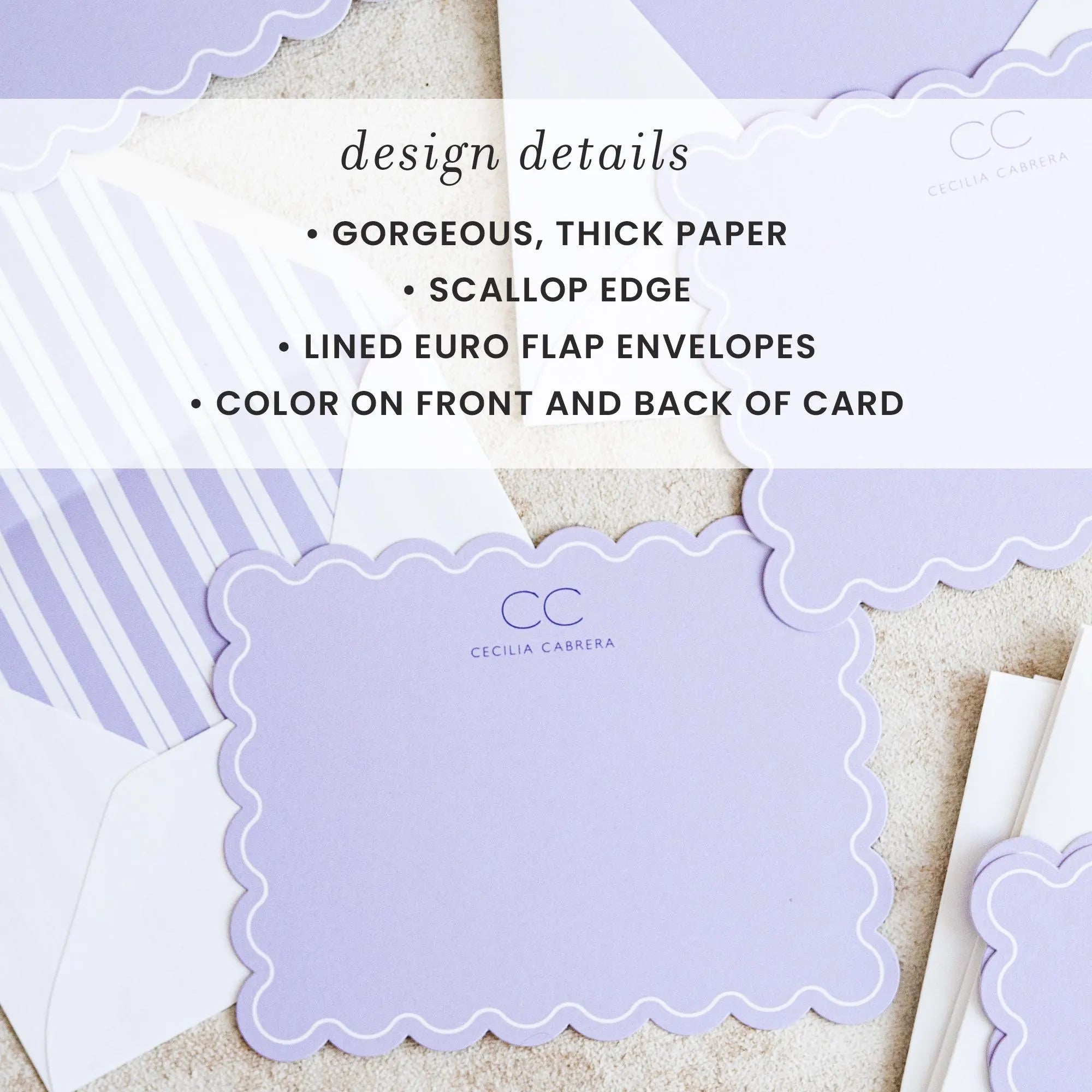 Scallop Edge Preppy Stationery Notecard Set