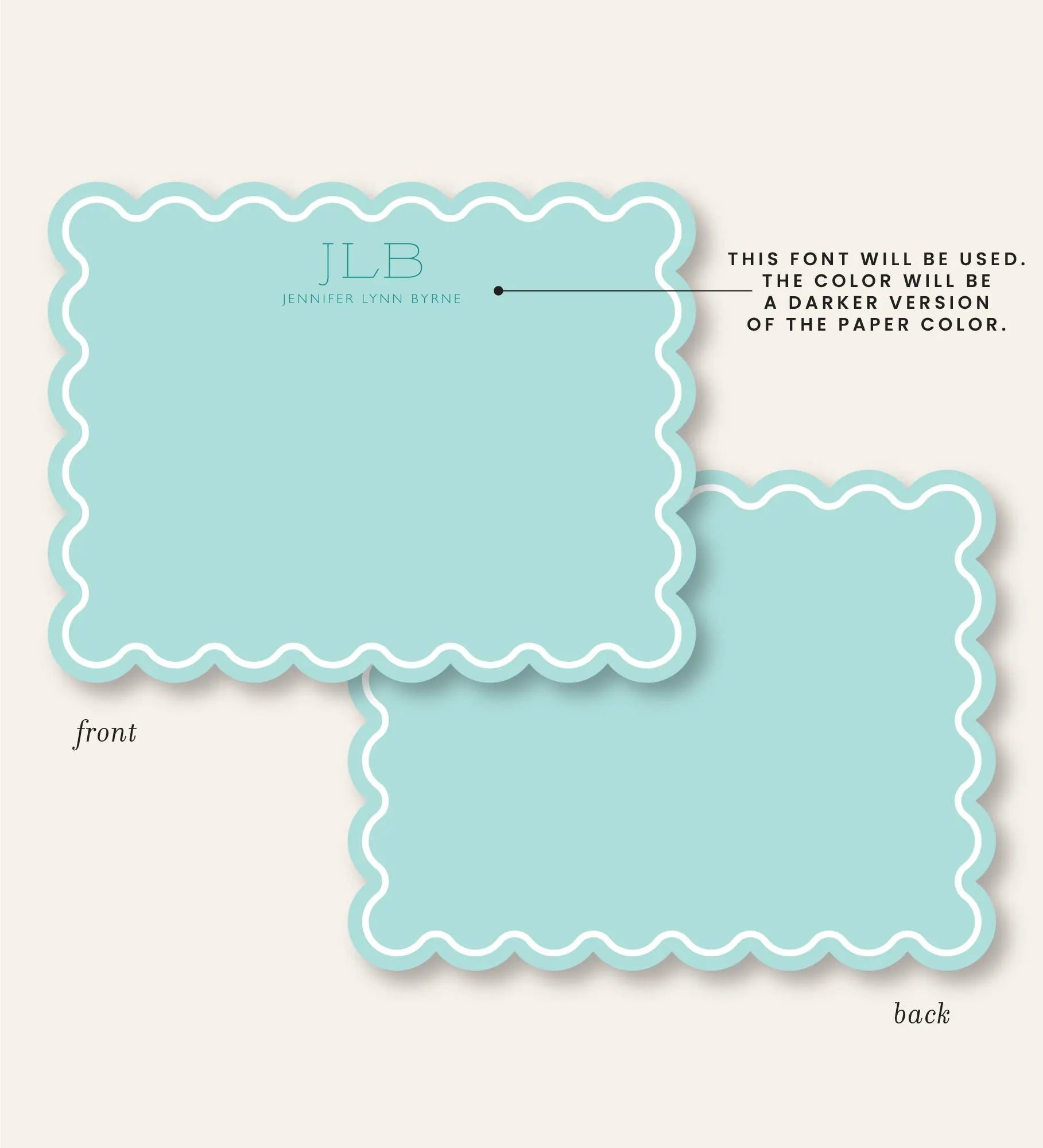 Scallop Edge Preppy Stationery Notecard Set