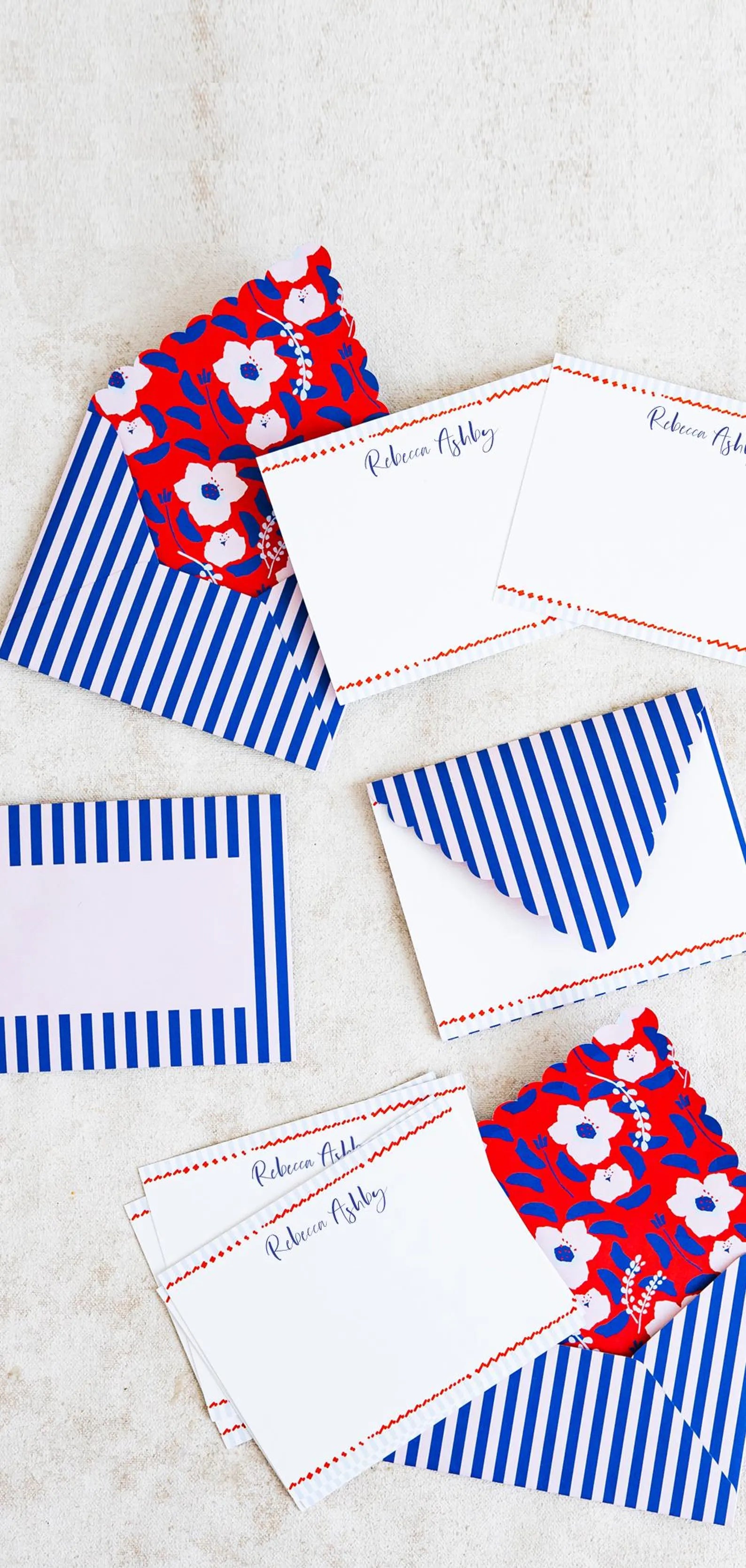 Preppy Stationery Set - Stripes and Floral