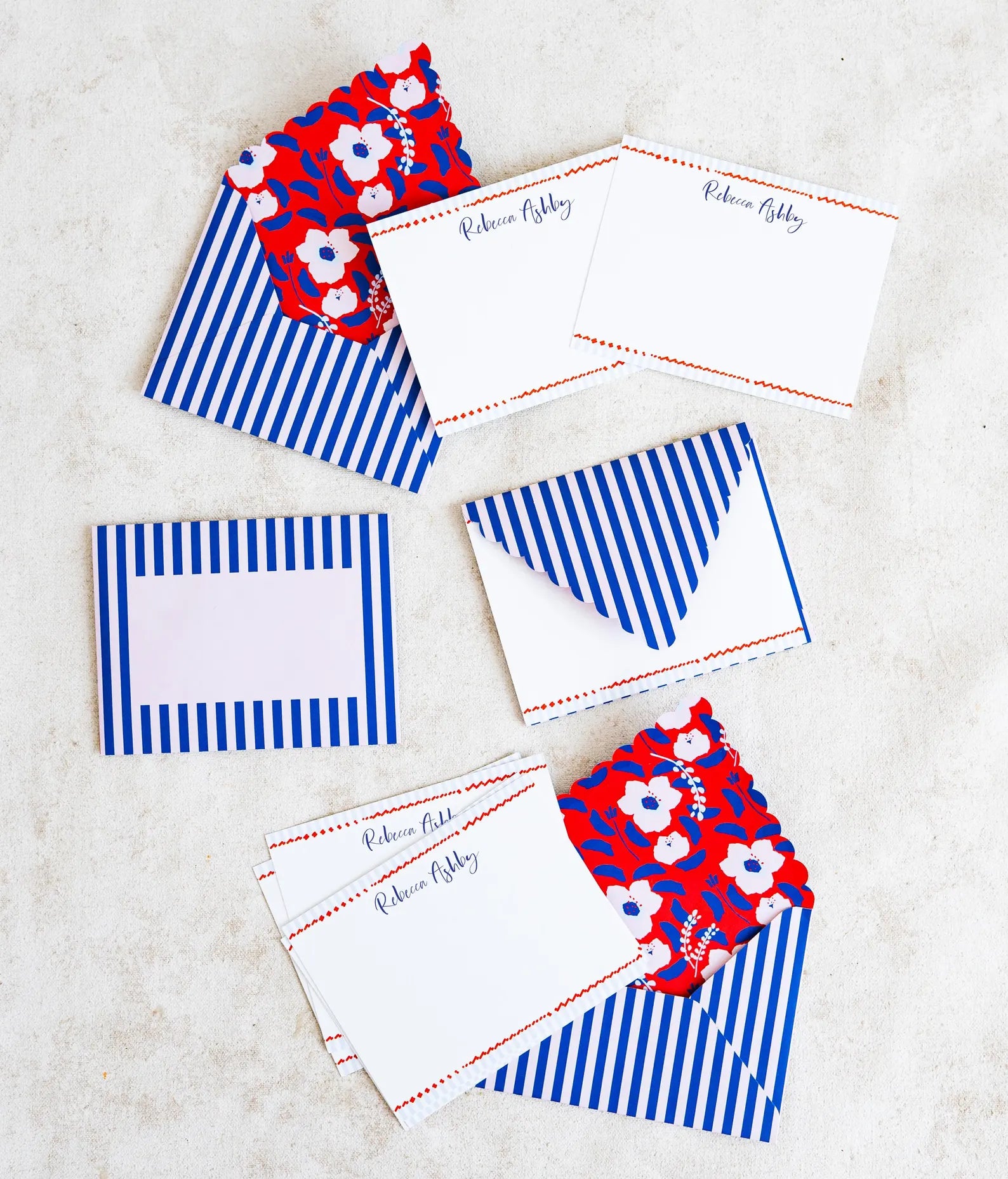 Preppy Stationery Set - Stripes and Floral