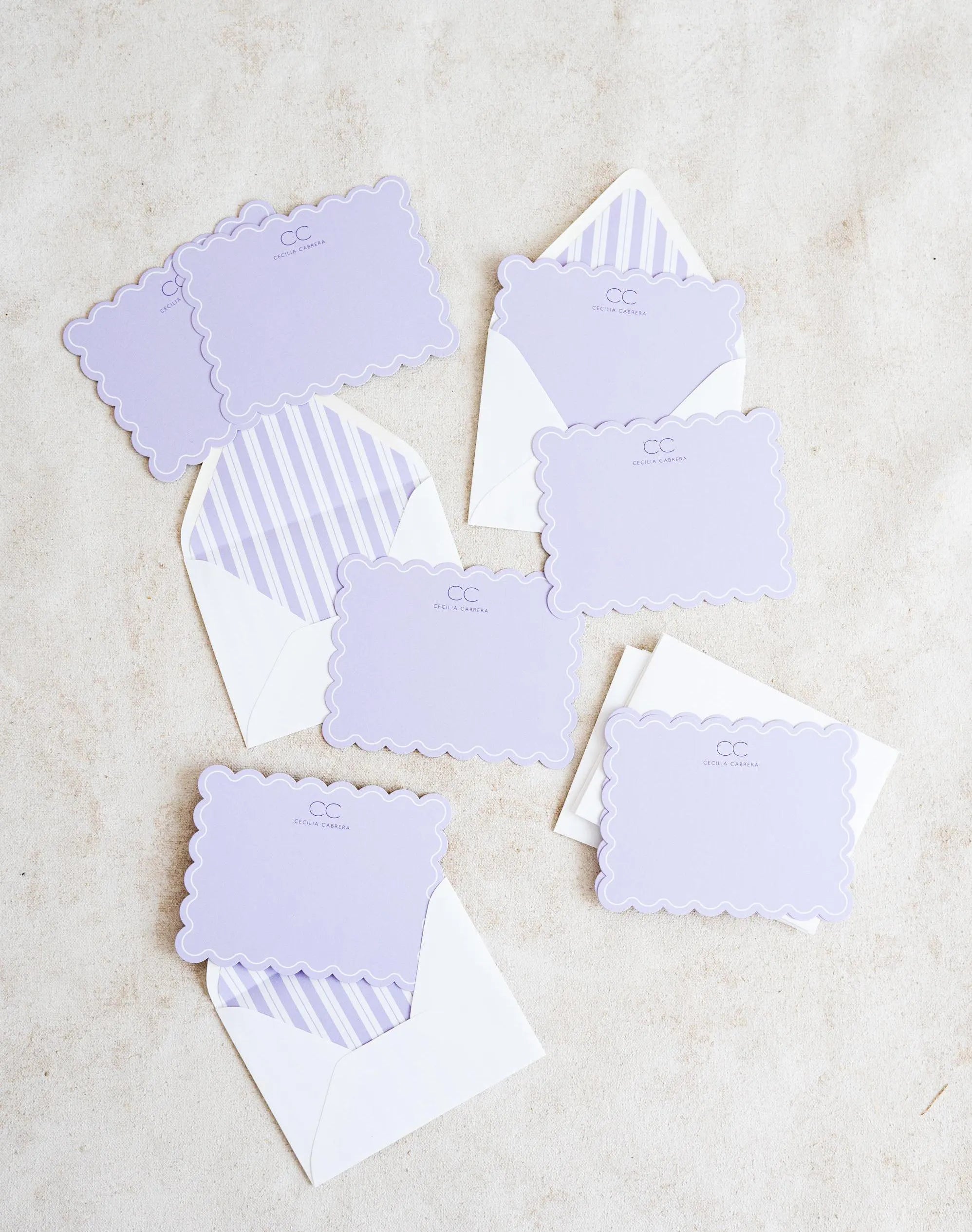 Scallop Edge Preppy Stationery Notecard Set