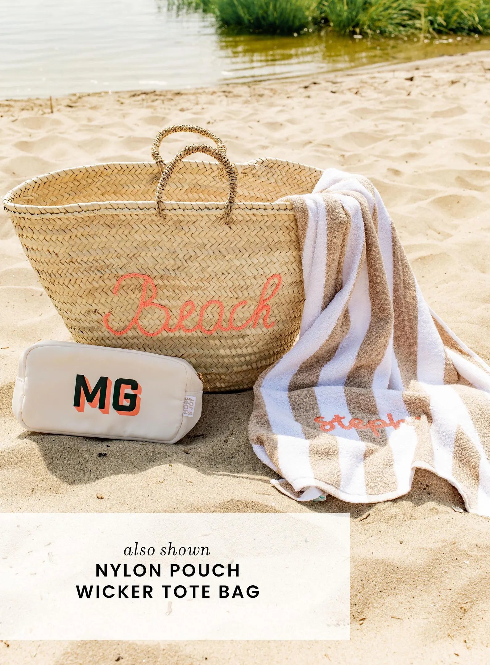 Embroidered Bright Stripe Beach Towel