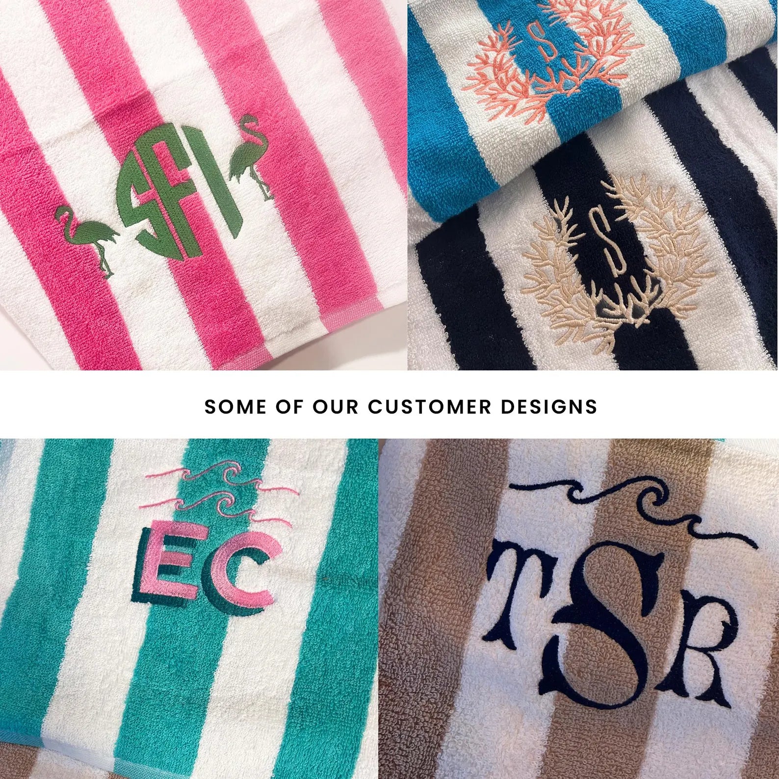 Embroidered Bright Stripe Beach Towel