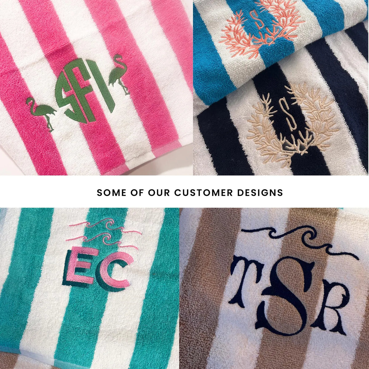 Embroidered Cabana Stripe Beach Towel