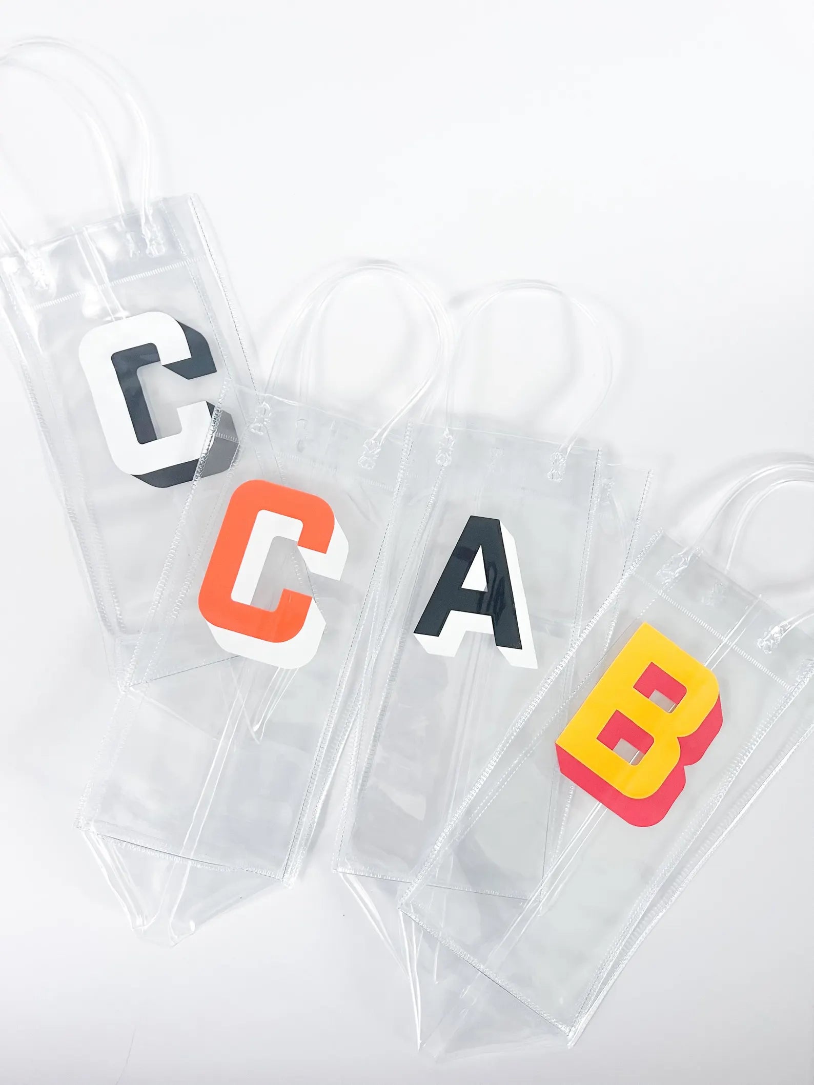 Personalized Initials Wine Bag - Drop Shadow Font