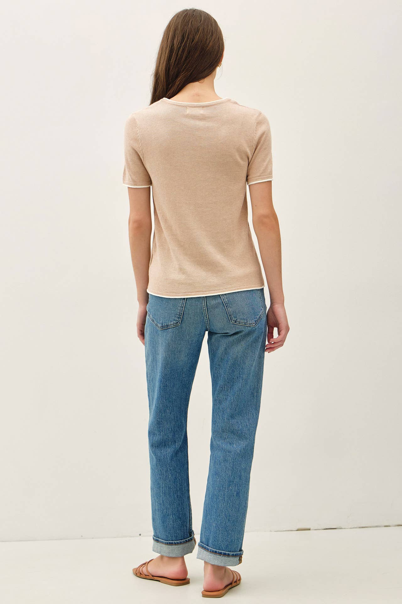 Layered Look Essential Short Sleeve Sweater Top
