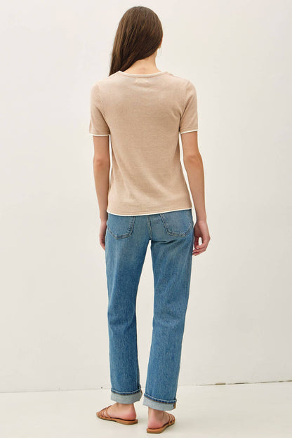 Layered Look Essential Short Sleeve Sweater Top