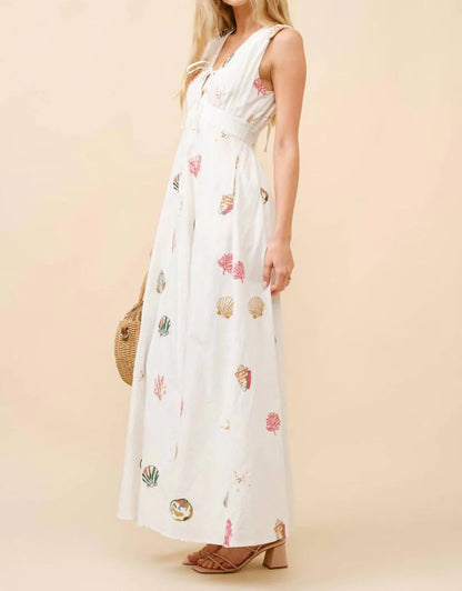 Seashell Embroidered Maxi Dress