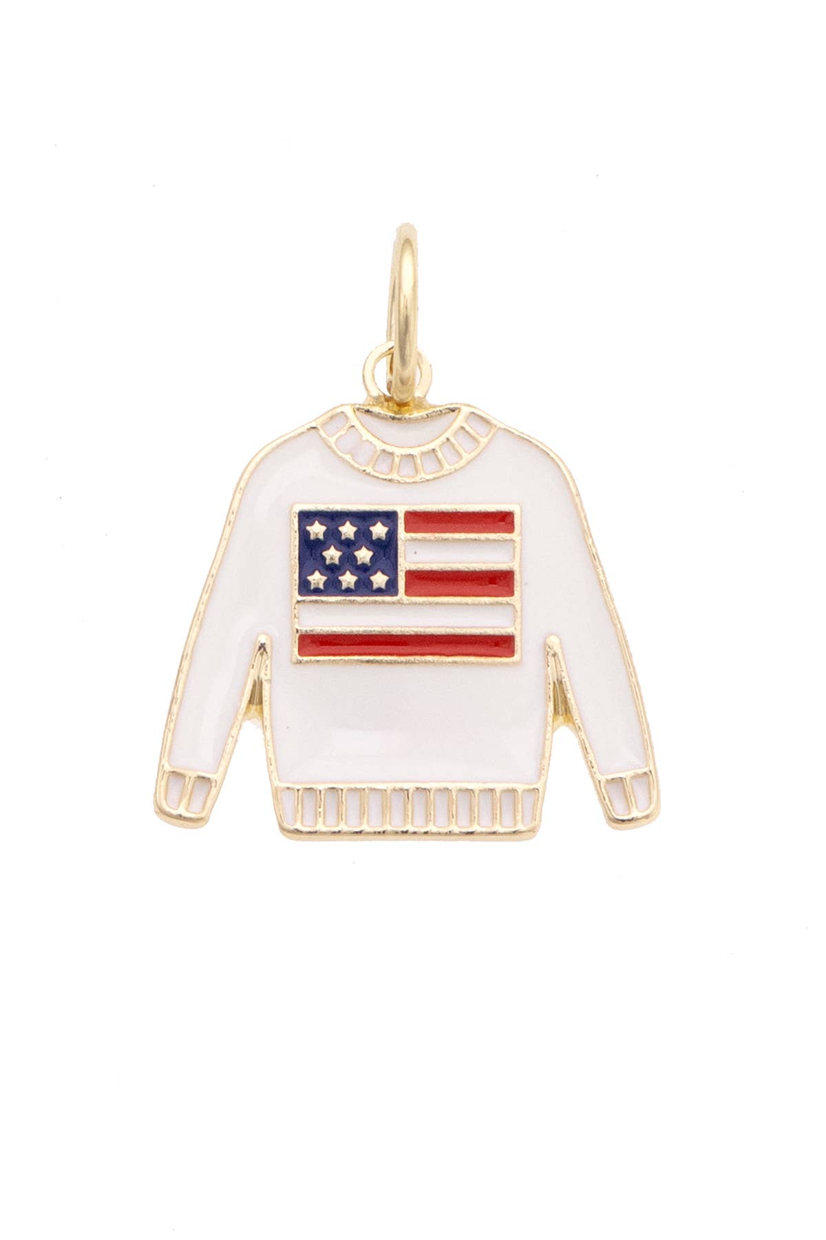 American Flag Sweater Charm in White