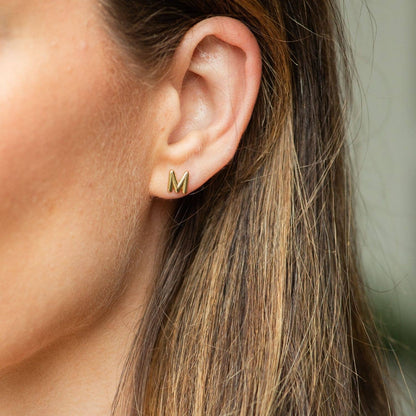 Initial Stud Earrings on Velvet