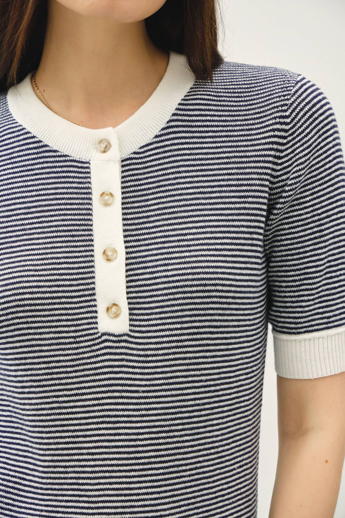 Striped Henley Sweater Top