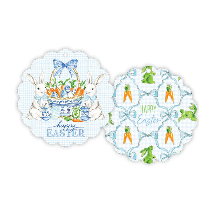 Gift Tags-Scalloped Rounds-Happy Easter Bunny