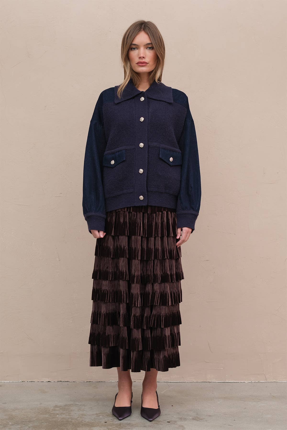 Denim Knit Combi Jacket