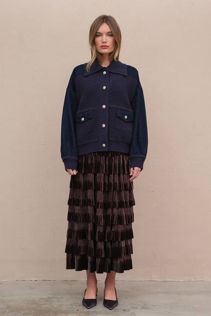 Denim Knit Combi Jacket