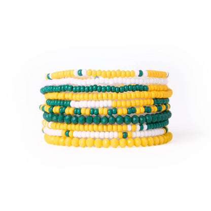 Green &amp; Yellow Game Day Beaded Bracelets