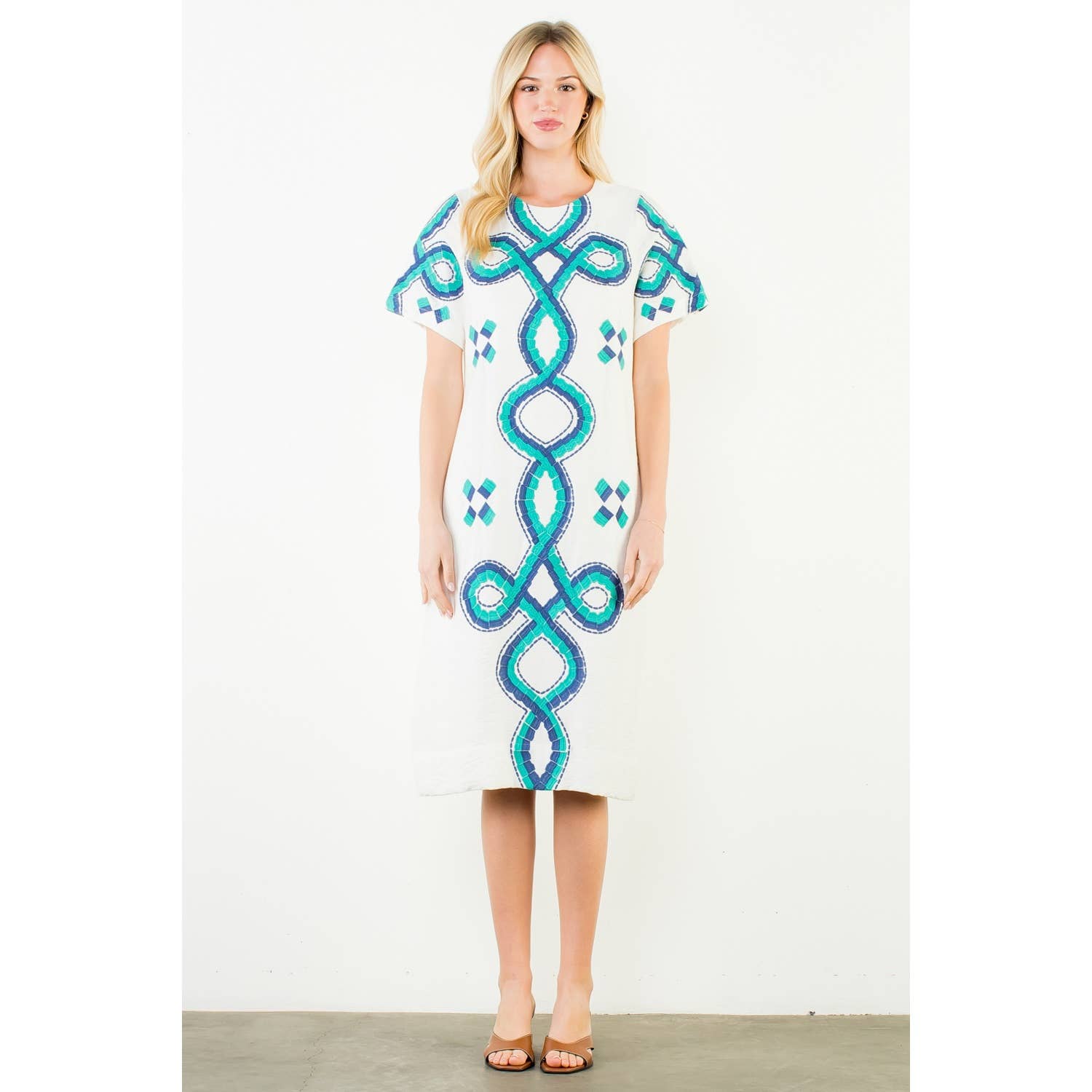 Short Sleeve Embroidered Dress