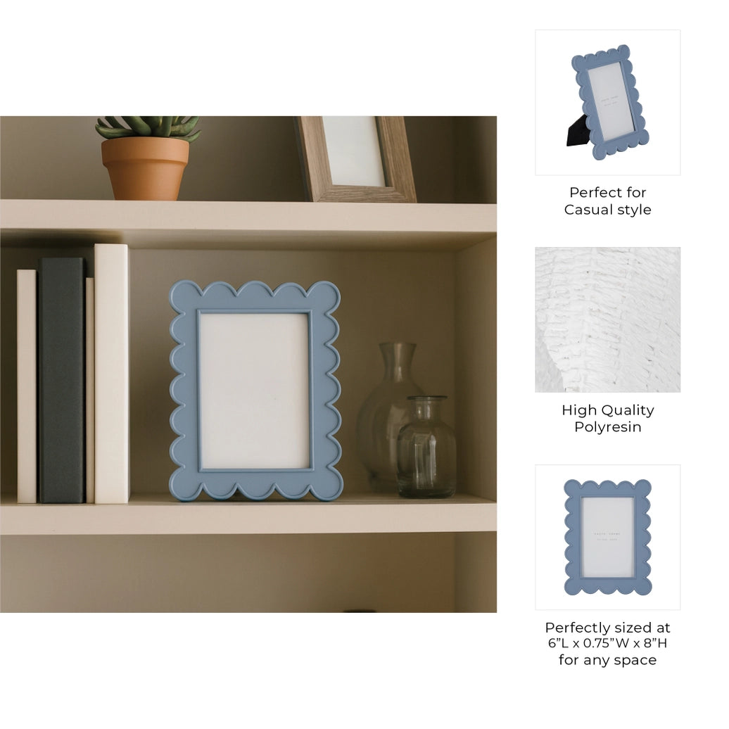 Photo Frame - Blue Resin/Glass Scallop Edge, 4x6 in.
