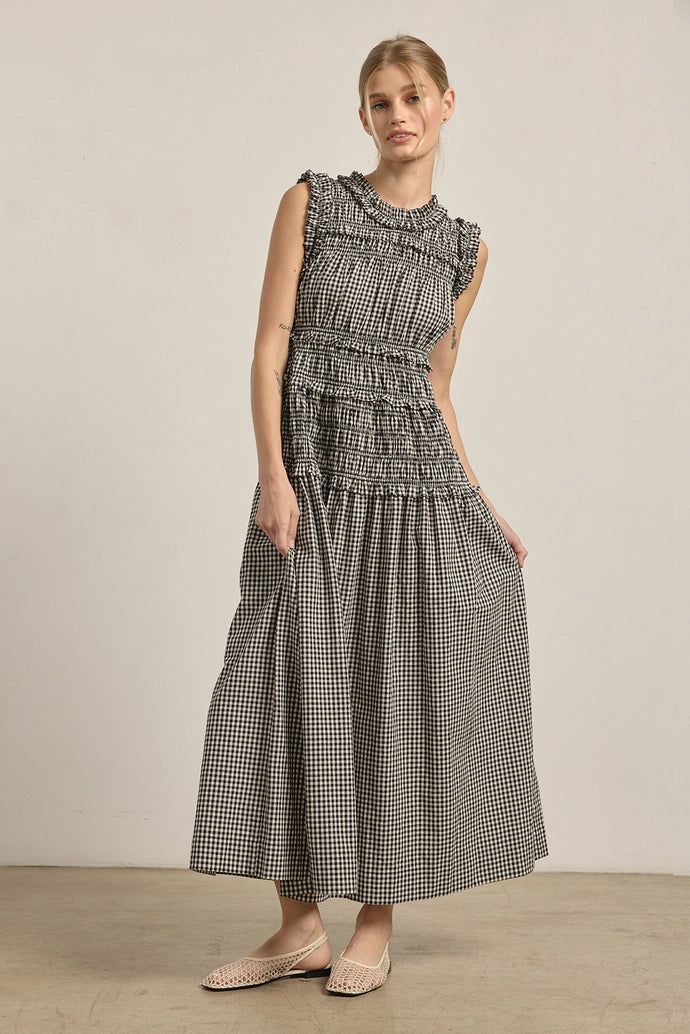Smocked Gingham Maxi Dress