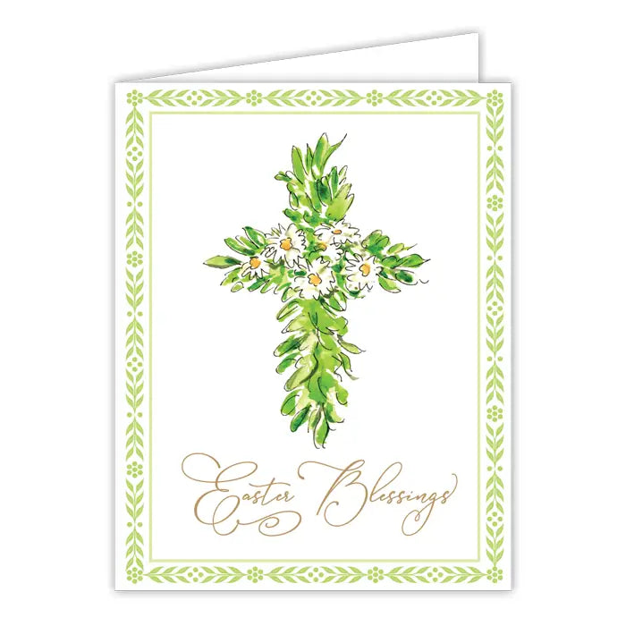 Easter Blessings Floral Cross Greeting Card
