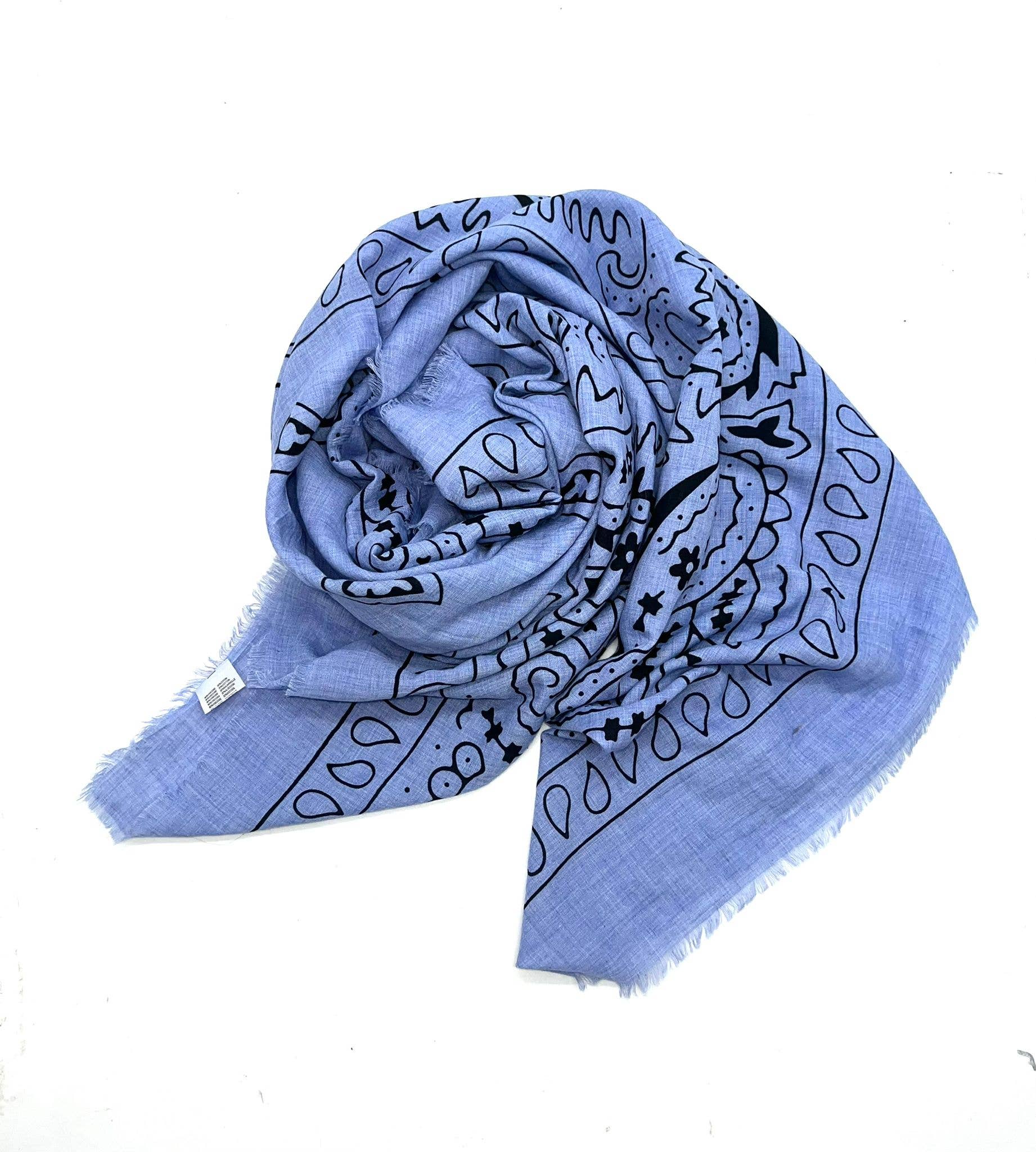 Large Square Scarf with Bandana Pattern