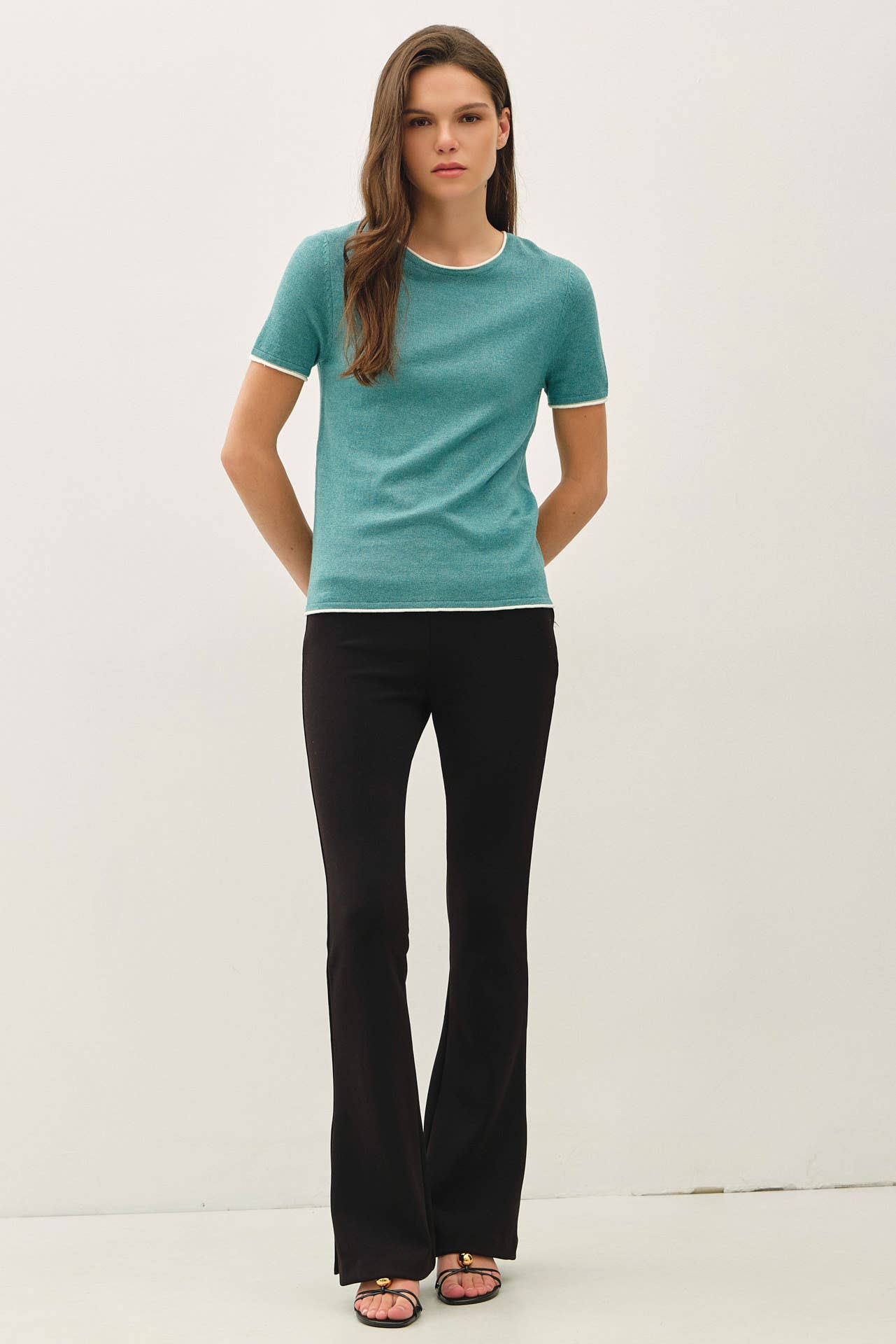 Layered Look Essential Short Sleeve Sweater Top
