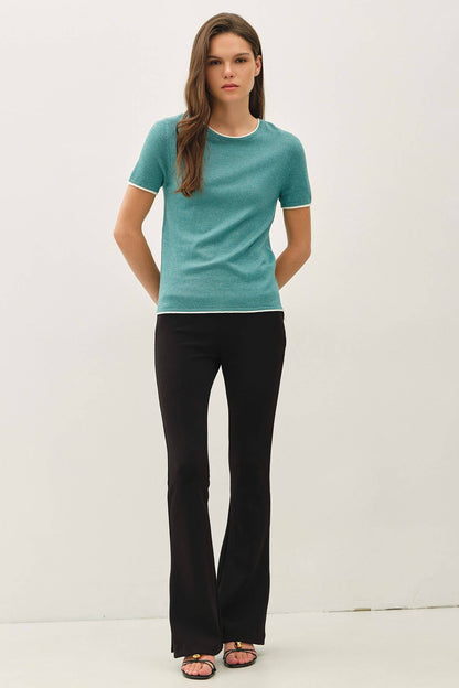 Layered Look Essential Short Sleeve Sweater Top