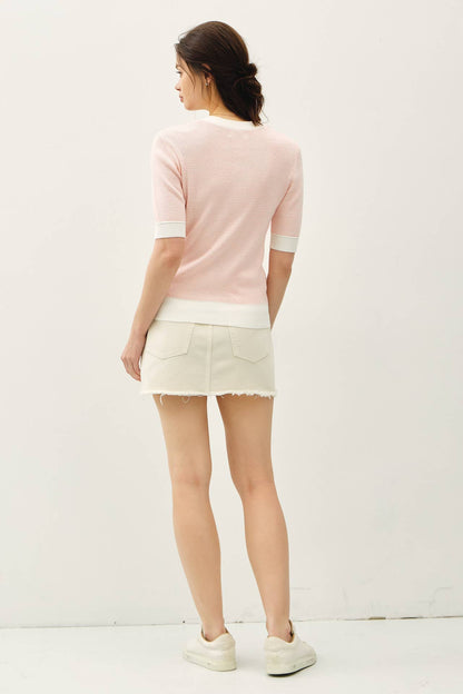 Striped Henley Sweater Top