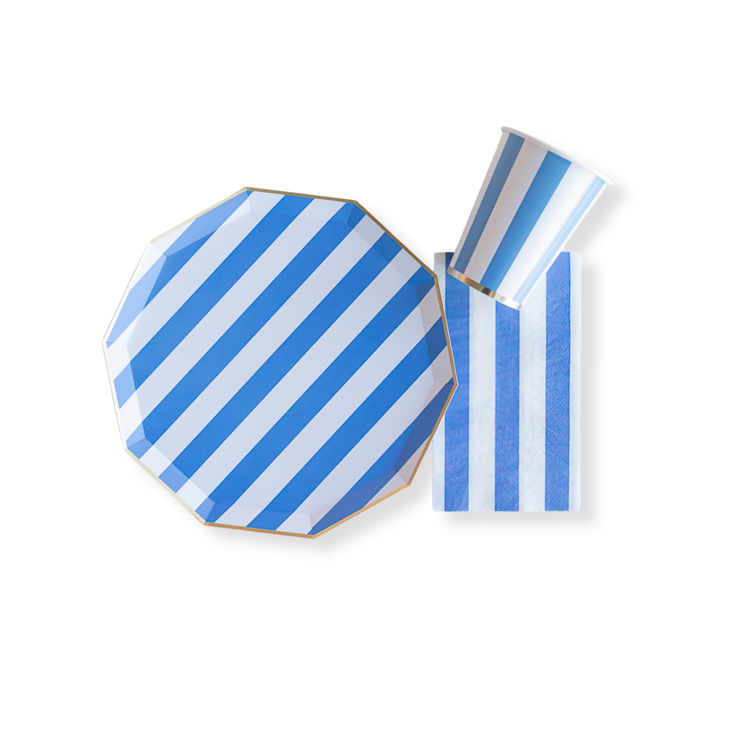 Palisades Blue Signature Cabana Stripe Plates