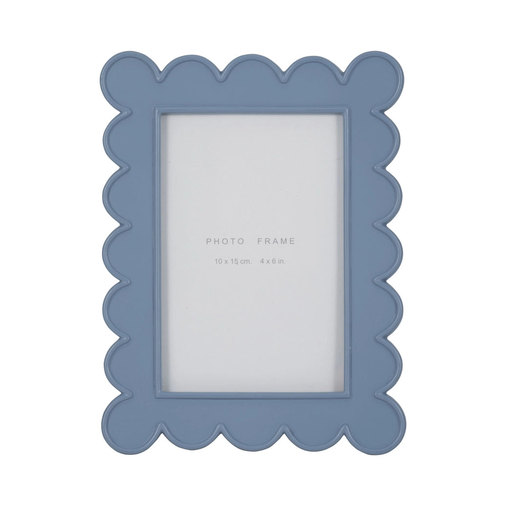 Photo Frame - Blue Resin/Glass Scallop Edge, 4x6 in.