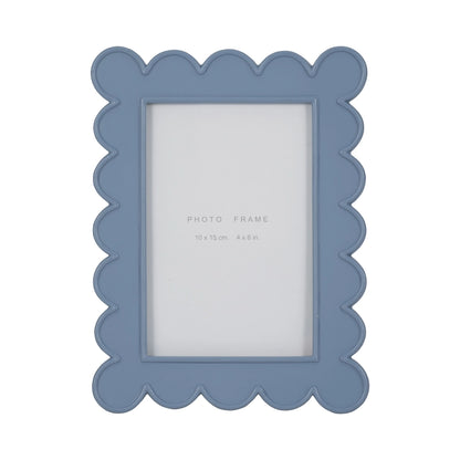 Photo Frame - Blue Resin/Glass Scallop Edge, 4x6 in.