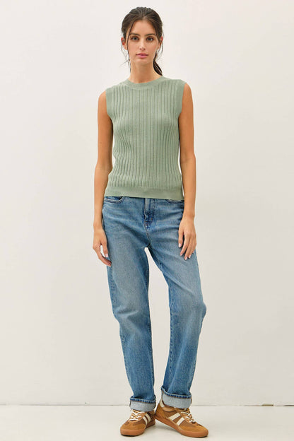 Texture Ribbed Classic Cut Sweater Tank