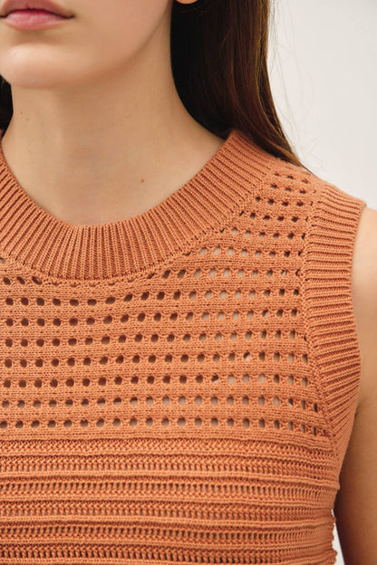 Textured Crochet Sleeveless Sweater