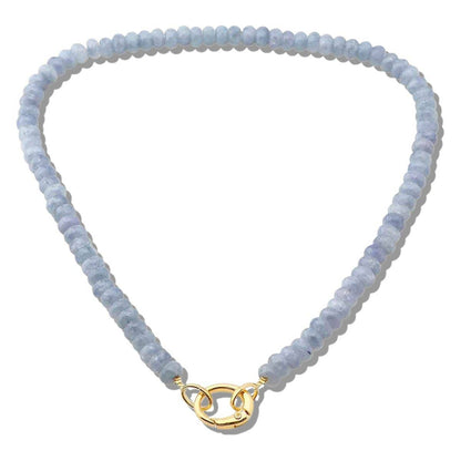 Carabiner Clip Stone Beaded Necklace